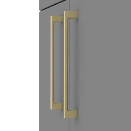 Arezzo Countertop Basin Unit - Grey with Brushed Brass Handles - 600mm inc. Basin 2 Arezzo Countertop Basin Unit - Grey with Brushed Brass Handles - 600mm inc. Basin - Image 2
