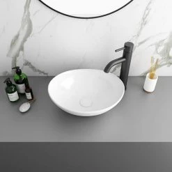 Arezzo Countertop Basin Unit - Grey with Black Handles - 600mm inc. Basin -Vanity Units Sales Store AZGFSMB410 d4 460