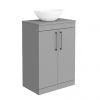 Arezzo Countertop Basin Unit - Grey with Black Handles - 600mm inc. Basin