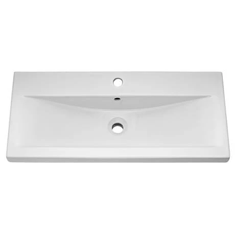 Arezzo Senza 800mm Matt Blue / Vicenza Oak Wall Hung Vanity Unit with Open Shelf + Ceramic Basin 2 Arezzo Senza 800mm Matt Blue / Vicenza Oak Wall Hung Vanity Unit with Open Shelf + Ceramic Basin - Image 2