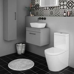 Arezzo Wall Hung Countertop Basin Unit - Grey with Black Handle - 600mm inc. Basin -Vanity Units Sales Store AZGWHB465 d2 460