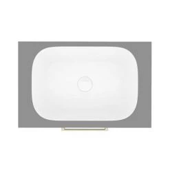 Arezzo Wall Hung Countertop Basin Unit - Grey with Brushed Brass Handle - 600mm inc. Basin -Vanity Units Sales Store AZGWHBB465 n d5 460