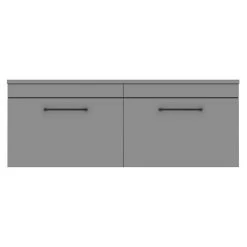 Arezzo Matt Grey Wall Hung Double Countertop Vanity Unit (1200mm w. Matt Black Handles) -Vanity Units Sales Store AZGWHMB12 detail1 460