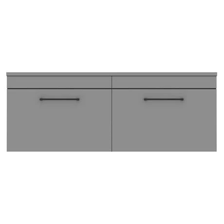 Arezzo Matt Grey Wall Hung Double Countertop Vanity Unit incl. 2 Basins (1200mm w. Matt Black Handles) 2 Arezzo Matt Grey Wall Hung Double Countertop Vanity Unit incl. 2 Basins (1200mm w. Matt Black Handles) - Image 2