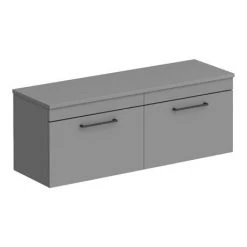 Arezzo Matt Grey Wall Hung Double Countertop Vanity Unit incl. 2 Basins (1200mm w. Matt Black Handles) 11 Arezzo Matt Grey Wall Hung Double Countertop Vanity Unit incl. 2 Basins (1200mm w. Matt Black Handles) -Vanity Units Sales Store AZGWHMB12B d5 460