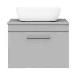 Arezzo Wall Hung Countertop Basin Unit - Grey with Black Handle - 600mm inc. Basin -Vanity Units Sales Store AZGWHMB465 d4 460