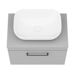 Arezzo Wall Hung Countertop Basin Unit - Grey with Black Handle - 600mm inc. Basin -Vanity Units Sales Store AZGWHMB465 d5 460