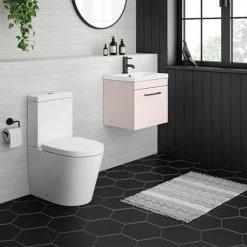 Arezzo Wall Hung Vanity Unit - Matt Pink - 500mm with Matt Black Handle -Vanity Units Sales Store AZP5WHVBK d3 460