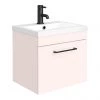 Arezzo Wall Hung Vanity Unit - Matt Pink - 500mm with Matt Black Handle