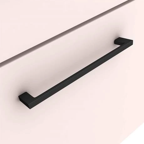 Arezzo Wall Hung Countertop Vanity Unit - Matt Pink - 500mm with Matt Black Handle 2 Arezzo Wall Hung Countertop Vanity Unit - Matt Pink - 500mm with Matt Black Handle - Image 2