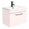 Arezzo Wall Hung Vanity Unit - Matt Pink - 600mm with Matt Black Handle