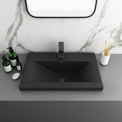 Arezzo Wall Hung Vanity Unit - Matt Pink - 600mm Black Basin -Vanity Units Sales Store AZP6WHVBKB d3 460