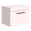 Arezzo Wall Hung Countertop Vanity Unit - Matt Pink - 600mm with Industrial Style Black Handle