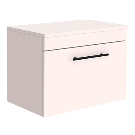 Arezzo Wall Hung Countertop Vanity Unit - Matt Pink - 600mm with Industrial Style Black Handle 1 Arezzo Wall Hung Countertop Vanity Unit - Matt Pink - 600mm with Industrial Style Black Handle