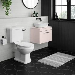 Arezzo Wall Hung Countertop Basin Unit - Pink with Industrial Style Black Handle - 600mm inc. White Basin 9 Arezzo Wall Hung Countertop Basin Unit - Pink with Industrial Style Black Handle - 600mm inc. White Basin -Vanity Units Sales Store AZP6WHWBKISW465 d4 460