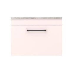Arezzo Wall Hung Countertop Vanity Unit - Matt Pink - 600mm with Grey Worktop & Matt Black Handle -Vanity Units Sales Store AZP6WHWMBG d5 460
