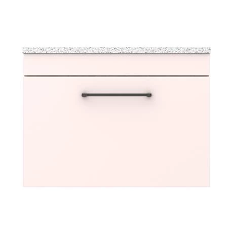 Arezzo Wall Hung Countertop Vanity Unit - Matt Pink - 600mm with White Worktop & Matt Black Handle 5 Arezzo Wall Hung Countertop Vanity Unit - Matt Pink - 600mm with White Worktop & Matt Black Handle - Image 5