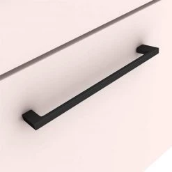 Arezzo Wall Hung Vanity Unit - Matt Pink - 800mm with Matt Black Handle -Vanity Units Sales Store AZP8WHVBK NEW D1 460