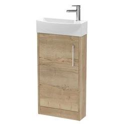 Arezzo Rustic Oak 450mm 1TH Floor Standing Cloakroom Vanity Unit