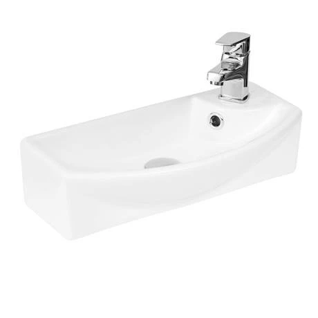 Arezzo Matt Grey 450mm 1TH Wall Hung Cloakroom Vanity Unit with Matt Black Handle 2 Arezzo Matt Grey 450mm 1TH Wall Hung Cloakroom Vanity Unit with Matt Black Handle - Image 2