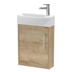 Arezzo Rustic Oak 450mm 1TH Wall Hung Cloakroom Vanity Unit