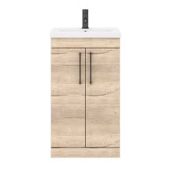 Arezzo Floor Standing Vanity Unit - Rustic Oak - 500mm with Matt Black Handles 9 Arezzo Floor Standing Vanity Unit - Rustic Oak - 500mm with Matt Black Handles -Vanity Units Sales Store AZRO5FSVMB d4 460