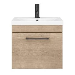 Arezzo Wall Hung Vanity Unit - Rustic Oak - 500mm with Matt Black Handle 9 Arezzo Wall Hung Vanity Unit - Rustic Oak - 500mm with Matt Black Handle -Vanity Units Sales Store AZRO5WHVBK d4 460