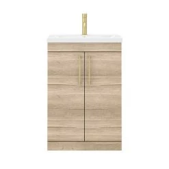 Arezzo Floor Standing Vanity Unit - Rustic Oak - 600mm with Brushed Brass Handles 9 Arezzo Floor Standing Vanity Unit - Rustic Oak - 600mm with Brushed Brass Handles -Vanity Units Sales Store AZRO6FSVBB img4 460