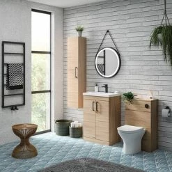 Arezzo Floor Standing Vanity Unit - Rustic Oak - 600mm with Matt Black Handles 9 Arezzo Floor Standing Vanity Unit - Rustic Oak - 600mm with Matt Black Handles -Vanity Units Sales Store AZRO6FSVMB d4 460
