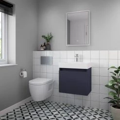 Arezzo Slim Wall Hung Vanity Unit - Matt Blue - 500 x 300mm -Vanity Units Sales Store AZS5BLU d2 460