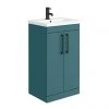 Arezzo 500 Matt Green Floor Standing Vanity Unit with Matt Black Handles