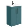 Arezzo 600 Matt Green Floor Standing Vanity Unit with Matt Black Handles