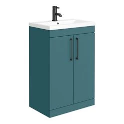 Arezzo 600 Matt Green Floor Standing Vanity Unit with Matt Black Handles