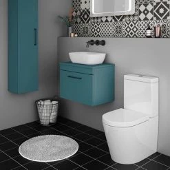 Arezzo Wall Hung Countertop Vanity Unit - Matt Green - 600mm with Matt Black Handle -Vanity Units Sales Store AZTG6WHWBK d2 460