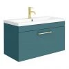 Arezzo Wall Hung Vanity Unit - Matt Green - 800mm with Brushed Brass Handle