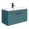 Arezzo Wall Hung Vanity Unit - Matt Green - 800mm with Matt Black Handle