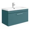 Arezzo Wall Hung Vanity Unit - Matt Green - 800mm with Chrome Handle