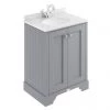 Bayswater Plummett Grey 600mm 2 Door Vanity Unit & 1TH White Marble Basin Top