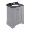 Bayswater Plummett Grey 600mm 2 Door Vanity Unit & 3TH Black Marble Basin Top