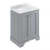 Bayswater Plummett Grey 600mm 2 Door Vanity Unit & 3TH White Marble Basin Top