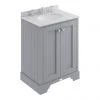 Bayswater Plummett Grey 600mm 2 Door Vanity Unit & 3TH Grey Marble Basin Top