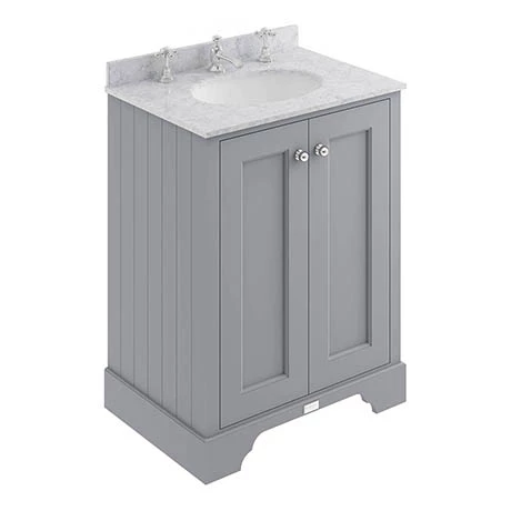 Bayswater Plummett Grey 600mm 2 Door Vanity Unit & 3TH Grey Marble Basin Top 1 Bayswater Plummett Grey 600mm 2 Door Vanity Unit & 3TH Grey Marble Basin Top