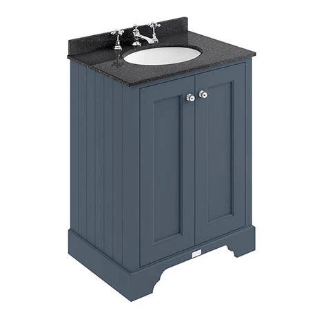 Bayswater Stiffkey Blue 600mm 2 Door Vanity Unit & 3TH Black Marble Basin Top 1 Bayswater Stiffkey Blue 600mm 2 Door Vanity Unit & 3TH Black Marble Basin Top