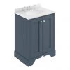 Bayswater Stiffkey Blue 600mm 2 Door Vanity Unit & 3TH White Marble Basin Top