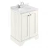 Bayswater Pointing White 600mm 2 Door Vanity Unit & 1TH White Marble Basin Top