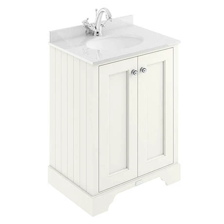 Bayswater Pointing White 600mm 2 Door Vanity Unit & 1TH White Marble Basin Top 1 Bayswater Pointing White 600mm 2 Door Vanity Unit & 1TH White Marble Basin Top