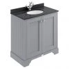Bayswater Plummett Grey 800mm 2 Door Vanity Unit & 1TH Black Marble Basin Top