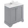 Bayswater Plummett Grey 800mm 2 Door Vanity Unit & 1TH White Marble Basin Top