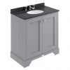 Bayswater Plummett Grey 800mm 2 Door Vanity Unit & 3TH Black Marble Basin Top
