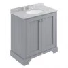 Bayswater Plummett Grey 800mm 2 Door Vanity Unit & 3TH Grey Marble Basin Top